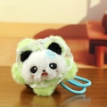 Süßes Panda Plüsch-Haargummi mit grünem Kunstfell, weißer Spitze und blauem Gummiband - Etwa 10 cm / Grün