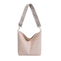 Sac bandoulière tissé 2024 avec bandoulière géométrique large et texture beige - Style 1 Blanc Cassé