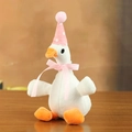 Portachiavi oca di peluche con cappellino a pois rosa e nastro di seta elegante - Stile Oca Bianca con Nastro Rosa / Rosa / 16cm