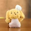 Portachiavi cane di peluche giallo con cappello da chef e grembiule per zaini - Cane Marrone Con Sciarpa Rosa