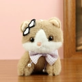 Porte-clés chat en peluche marron et blanc avec bandeau cœur et nœud papillon violet - Marron / Environ 11cm