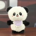 Süßer Panda-Plüsch-Schlüsselanhänger mit lila Lätzchen und schwarz-weißem Kunstfell - Lila Lätzchen-Stil / Lila