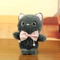 Lindo colgante de gato de peluche gris oscuro con lazo rosa para bolsos - Verde Oscuro