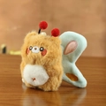 Cute plush bear keychain with green butterfly wings and red antennae charm - Butterfly & Cute Bear Style