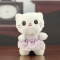 Plush cat doll keychain wearing a purple and yellow plaid princess dress with lace - Purple / 13cm