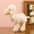 Llavero de peluche camello beige con pelo rosa suave y lazo blanco para colgar - Alrededor de 18cm / Rosa Claro