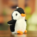Schattige zwart-witte pinguïn pluche sleutelhanger met oranje snavel en metalen ketting - Ongeveer 12cm / Zwart