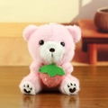 Pink plush teddy bear keychain holding a strawberry cute bag pendant charm gift - 13cm / Strawberry Decor Style / Strawberry Pink