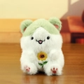 Portachiavi criceto di peluche bianco e verde con ricamo a girasole per borse - Criceto Girasole (Verde) / Verde