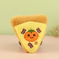 Cute plush pizza keychain with cartoon embroidery and soft texture on pastel background - Tomato Style