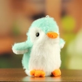 Pluchen pinguïn sleutelhanger in muntgroen en wit met zilveren metalen kogelketting - Ongeveer 12cm / Groen
