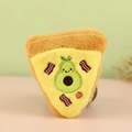 Cute plush pizza triangular keychain with avocado embroidery and soft furry texture - Avocado