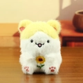 Simpatico portachiavi a forma di criceto di peluche bianco e giallo con ricamo di girasole - Criceto Girasole (Giallo) / Giallo
