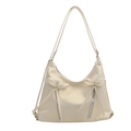 Bolso tote chic en color blanco crema con lazos decorativos y cremalleras plateadas - Blanco