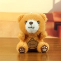 Schattige zachte bruine teddybeer pluche sleutelhanger voor tassen en rugzakken - Tan