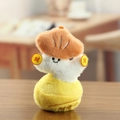 Portachiavi mascotte in peluche bianco e giallo con simboli di fortuna rossi - Marrone