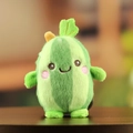Cute green watermelon plush toy pendant with embroidered smiling face and soft leaf - 14cm / Green Winter Melon