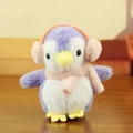 Portachiavi pinguino di peluche viola con paraorecchie e sciarpa rosa soffice - Viola