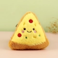 Cute plush pizza toy keychain with smiling facial embroidery and soft cheese-yellow fur - Pizza Style A