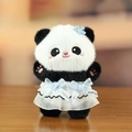 Cute panda plush keychain with blue flower and white mesh dress on wooden surface - Approx. 13cm / A-Bowknot Blue