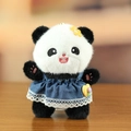 Cute panda plush pendant wearing a blue denim dress with lace trim and yellow flower - Approx. 13cm / A-Heart Yellow