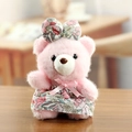 Simpatico orsetto di peluche rosa con vestitino a fiori e un fiocco - Doppia F Rosa