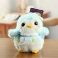 Süßer hellblauer Plüsch-Pinguin Schlüsselanhänger mit blauem Spitzenkleid und Blumen - 13cm / Blau