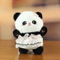 Cute panda plush pendant wearing a white lace dress with a pink bow and flower - Approx. 13cm / A-Bowknot Light Pink
