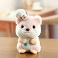 Rosa Hamster Plüsch Schlüsselanhänger mit Kochmütze und Schürze, süßer Taschenanhänger - Rosa / Ca. 15cm