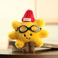 Plush yellow star doll with red knitted hat and black goggles for bags or keys - Red Hat Style