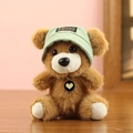 Portachiavi orsetto di peluche marrone con cappello verde e ciondolo a cuore - Marrone Scuro (01) / Marrone Scuro Cappello Blu