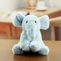 Cute light blue plush mammoth keychain with fluffy texture and long trunk for bag decor - Blue