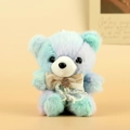 Portachiavi orsetto di peluche sfumato pastello con fiocco in pizzo e ciondolo - Blu Con Fiocco