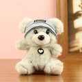 Portachiavi orsetto di peluche grigio chiaro con cappello blu e ciondolo a cuore - Marrone Chiaro(01) / Marrone Chiaro Cappello Blu