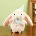 Pink plush bunny doll with long ears, blue snowflake hat and scarf, cute bag accessory - 18cm / Pink