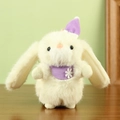 Cute white plush bunny keychain with purple snowflake hat and scarf for school bags - 18cm / Beige