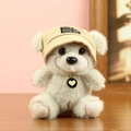 Portachiavi orsetto di peluche grigio chiaro con cappello e ciondolo a cuore d'oro - Marrone Chiaro(01) / Marrone Chiaro Cappello Beige