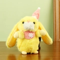 Cute yellow plush bunny pendant with floppy ears and a pink bib for backpacks - 18cm / Yellow