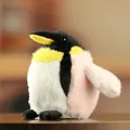 Cute colorful penguin plush keychain with soft black, white, pink, and yellow faux fur - Pink / 13cm