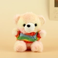 Orsetto di peluche arcobaleno con maglione a righe colorate in tonalità pastello macaron - Rosa Con Maglione