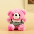 Simpatico orsetto di peluche rosa con maglione grigio per borsa o portachiavi regalo - Rosso Con Maglione