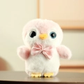 Portachiavi peluche pinguino rosa con papillon a quadri e grandi occhi luccicanti - Rosa