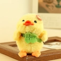 Simpatico portachiavi a forma di papera gialla con borsa a quadrifoglio verde - Stile Foglia di Loto Gialla / Circa 10cm