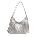 Bolso tote plateado metalizado con lazos y cremalleras para un estilo moderno - Plateado