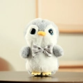 Portachiavi pinguino di peluche grigio e bianco con fiocco a quadri e occhi di paillettes blu - Grigio