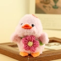 Portachiavi papera di peluche rosa con fiore all'uncinetto fatto a mano e consistenza morbida - Stile Fiore Rosa / Circa 10cm