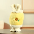 Ciondolo a forma di caramella in peluche giallo con ricamo di ananas e tessuto morbido - Stile Ananas / Giallo e Bianco