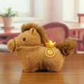 Brown plush horse keychain with golden ingot decoration for 2025 Year of the Horse - Dark Brown