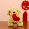 Cute light brown teddy dog plush toy holding a red heart for Valentine gift - 12cm / Beige With Heart