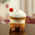 Adorable cupcake plush keychain featuring soft brown and white layers with cherry detail - Brown